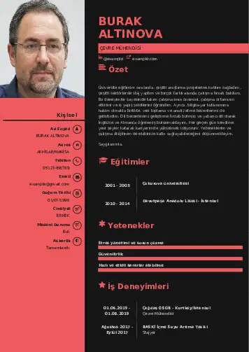 Çevre Mühendisi CV Örnekleri cv indir